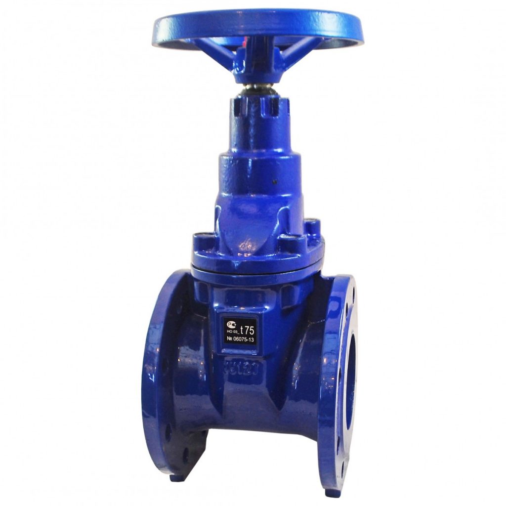 Задвижка чугун 30ч39р МЗВ обрезиненный клин Ду 100 Ру16 Тмакс=75 oC фл ...